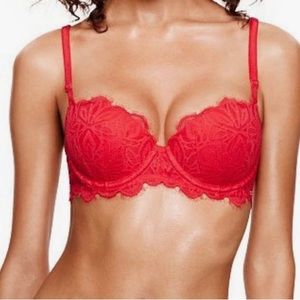 Pink Victoria’s Secret red lace date bra